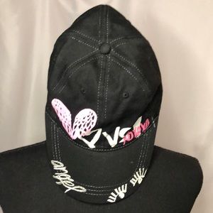 VICTORIAS SECRET Angel graffiti black and pink adjustable cap.